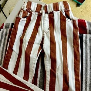 Ultra wide flare western striped elastic band Jean